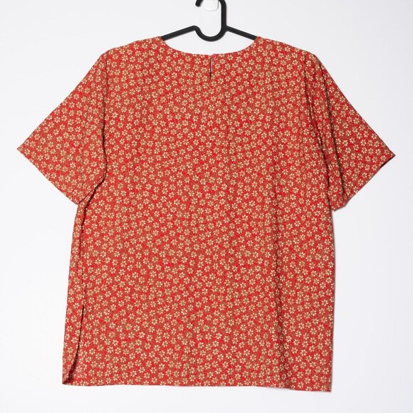 Vintage Womens Medium Floral Blouse Shirt Lightweight Red Top - Picture 2 of 4
